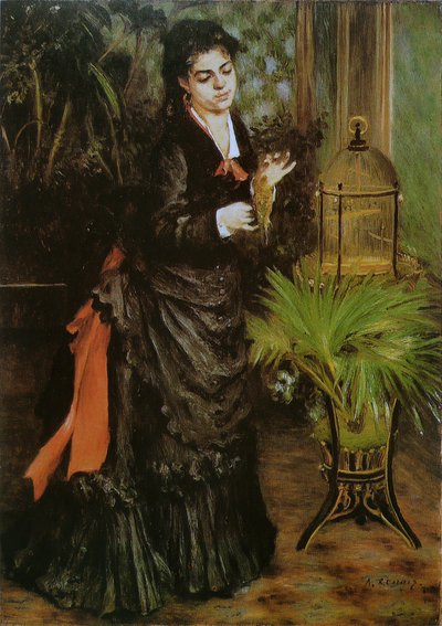 A mulher com o periquito de Pierre Auguste Renoir